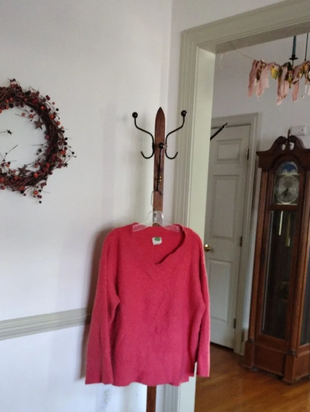 Anthropologie Soft Autumn Red-Orange V-Neck Sweater Alpaca Blend